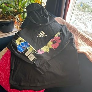GIRLS ADIDAS LARGE CROPPED HOODED SHIRT
